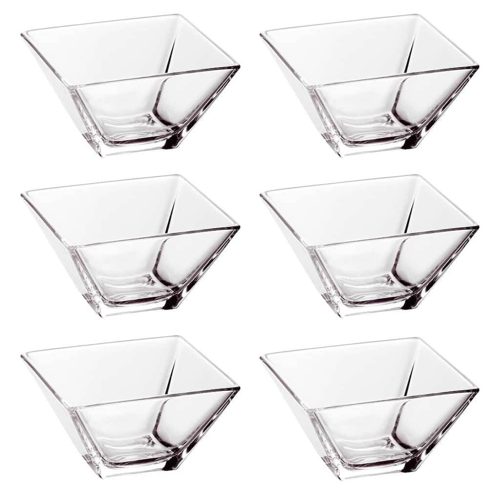 Majestic Gifts inc. European Glass Bowl-Square Dessert- Set/6-4.25" D - 4.25