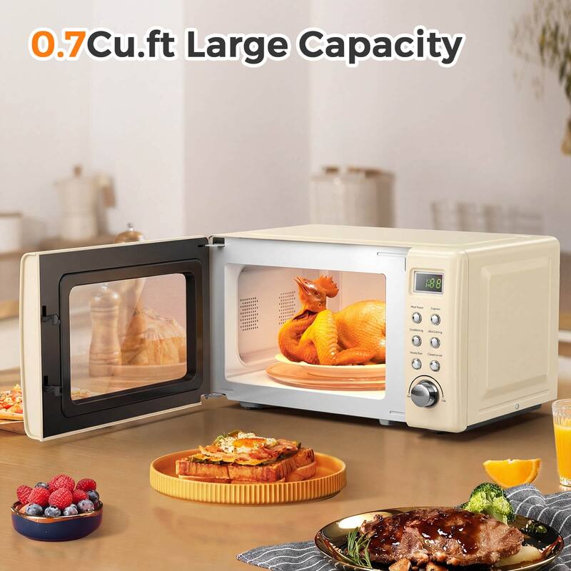 Costway 0.7Cu.ft Retro Countertop Microwave Oven 700W LED Display - See details