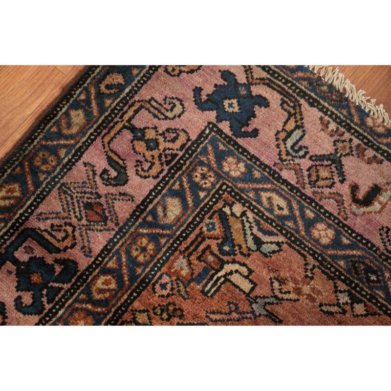 Hand Knotted Oriental 100% Wool Carpet Traditional Geometric Oranges & Rust Malayer Area Rug - 5' 4'' X 3' 4''