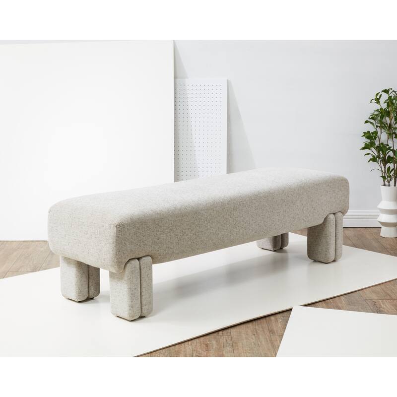 SAFAVIEH Couture Mahvash Upholstered Bench - 62 In W x 20 In D x 18 In H - 62Wx20Dx18H - Taupe