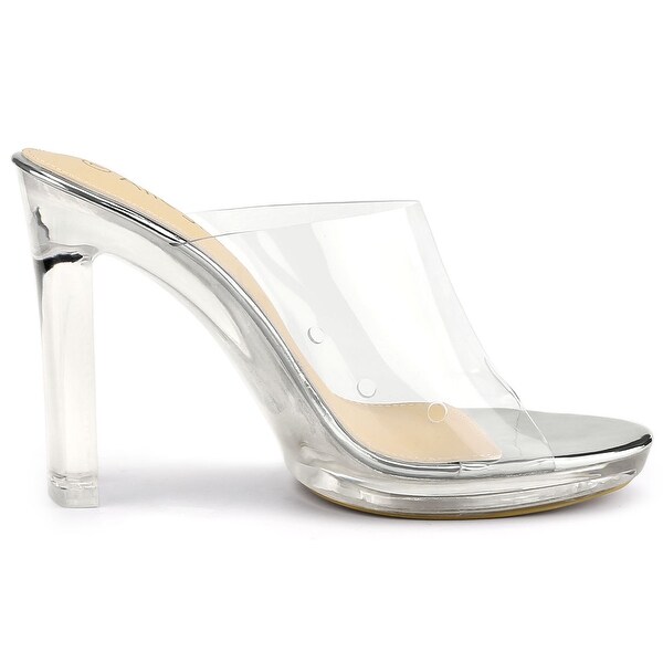 clear platform block heels
