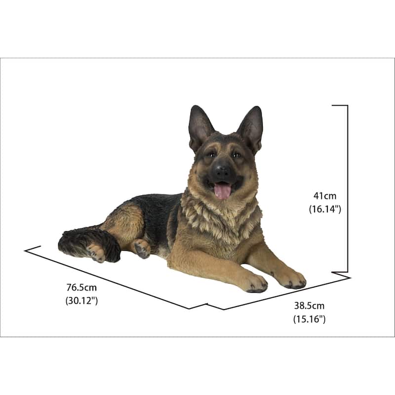 30" Lying German Shepherd Outdoor Garden Statue