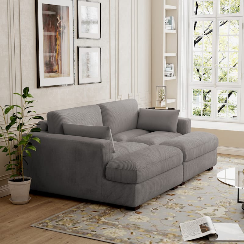 Modern Corduroy Modular Sectional Sofa Chaise Couch Bed