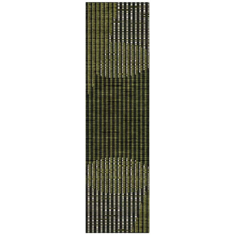 Machine Washable Indoor/ Outdoor Abstract Stripe Chantille Rug