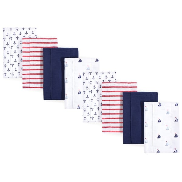 slide 1 of 1, Luvable Friends Boys Cotton Poly Flannel Burp Cloths 8-Pack, Sailboat, One Size - Sailboat 8-Pack - One Size One Size - Sailboat 8-Pack