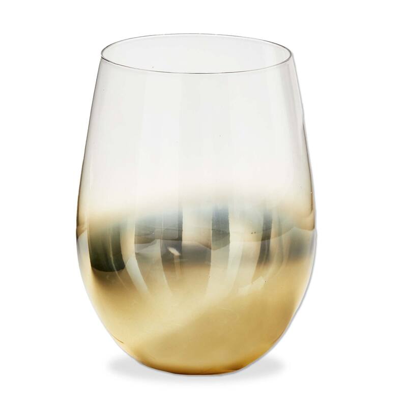 Glitz Stemless Wine Glasses 18oz Gold Drinkware for Bar and Christmas 3.5in x 3.5in x 5in Hand Wash Only