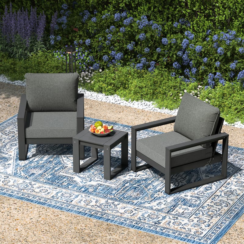 Polytrends Endless Patio Sectional 3-Piece Deep Seating Set with Gray Frame
