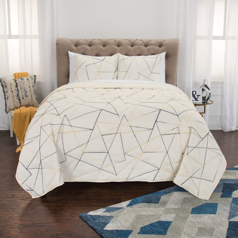 Julian Hand Quilted Cotton Sham in Ivory