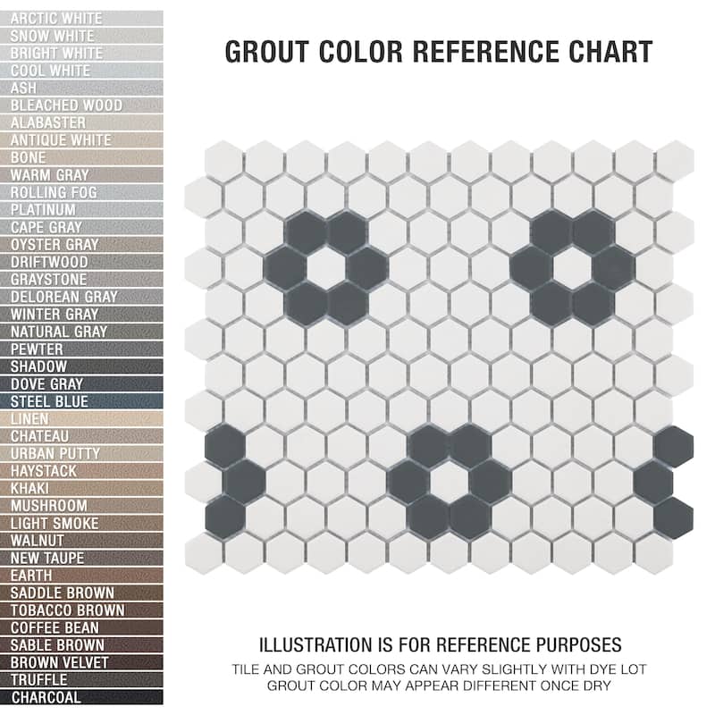 Merola Tile Gotham Hex Series Antique White and Black 10.83 x 11.88 in. Porcelain Mosaic Tile