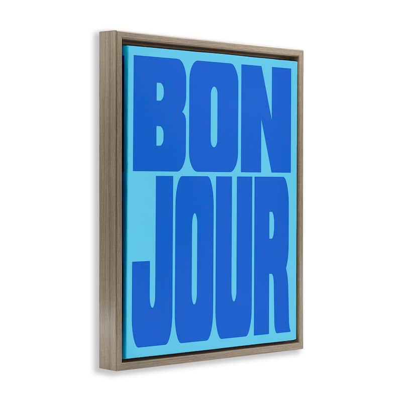 Stupell Bonjour Blue Tones Framed Floater Canvas Wall Art Design By House of Lulu