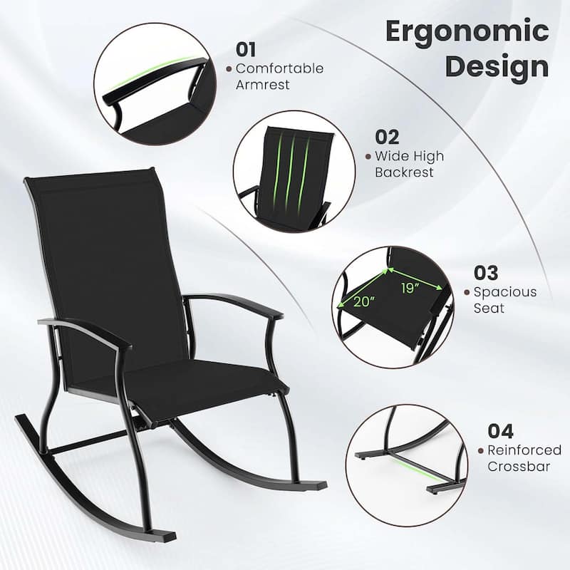 Set of 2/4 Patio Rocking Chairs Outdoor Rocker w/ Safe Rocking Motion