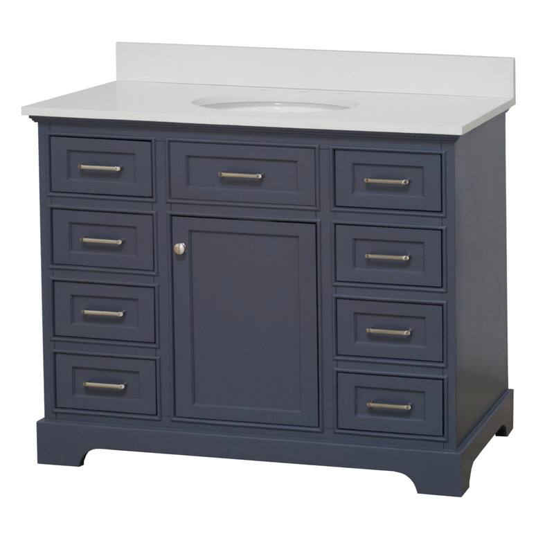KitchenBathCollection Aria 42" Bathroom Vanity with Quartz Top