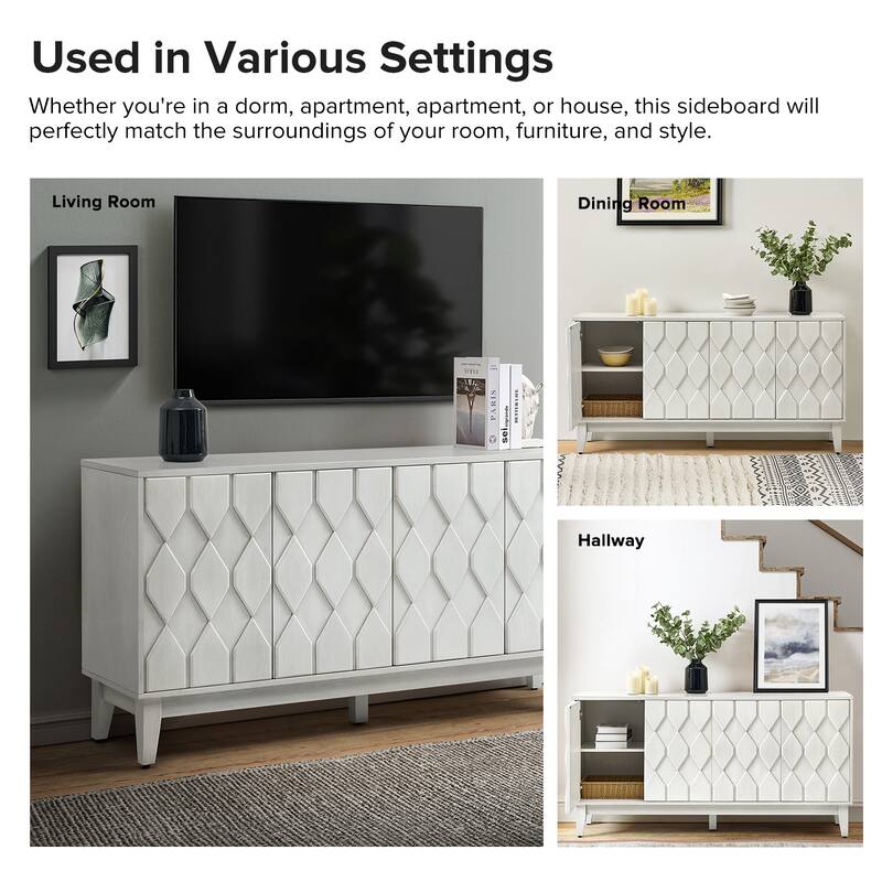 Olympia 60"Modern Storage Sideboard Storage with Adjustable Shelves By HULALA HOME