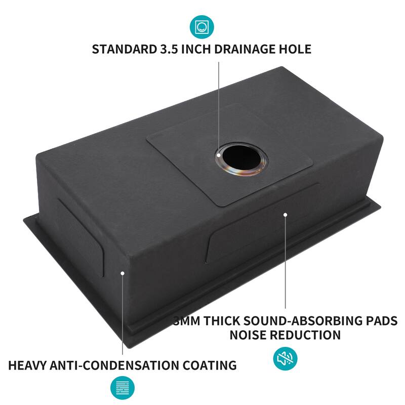 Gunmetal Black Workstation Kitchen Sink - 30"x 18"x 10" Single Bowl Workstation Undermount Kitchen Sink 16 Gauge Stainless Steel