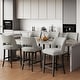 preview thumbnail 42 of 59, Upholstered Counter Height Bar Stools with wood legs for Kitchen Island Dining Room Set of 6 - Grey