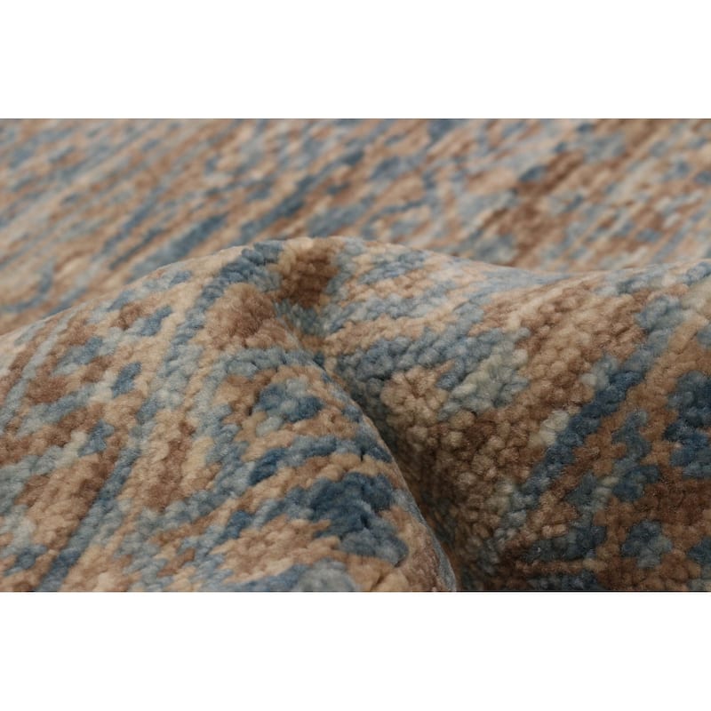ECARPETGALLERY Hand-knotted Silk Shadow Tan Wool Rug - 6' 1" x 9'