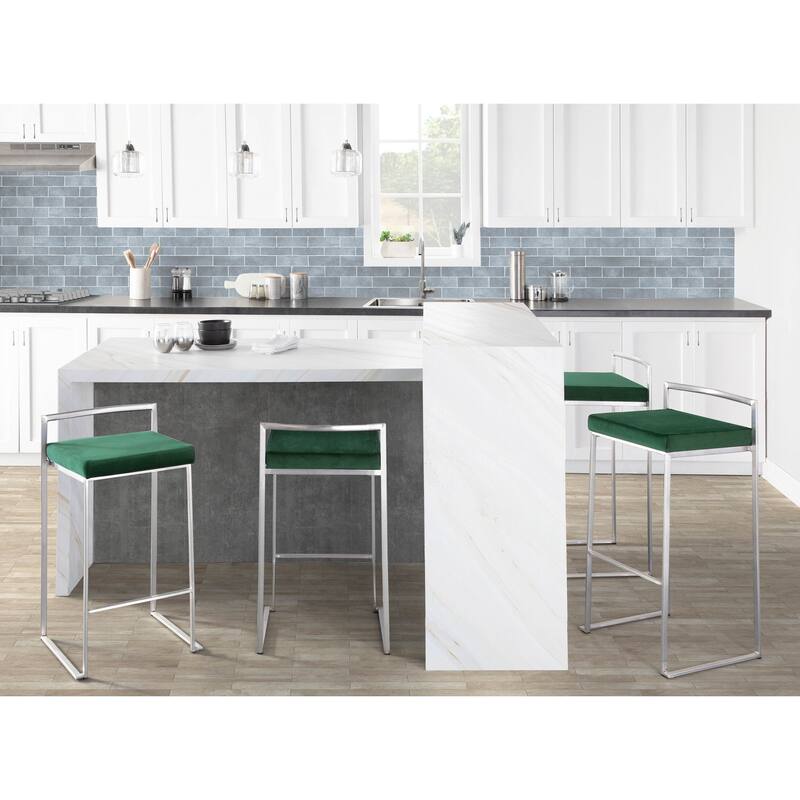 Silver Orchid Forrest Stainless Steel Stackable Fully Welded Counter Stool (Set of 2)