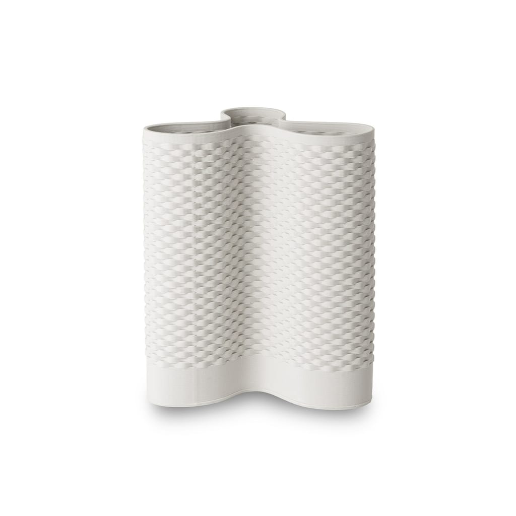 Solid Woven Ceramic Vase - 12" - White
