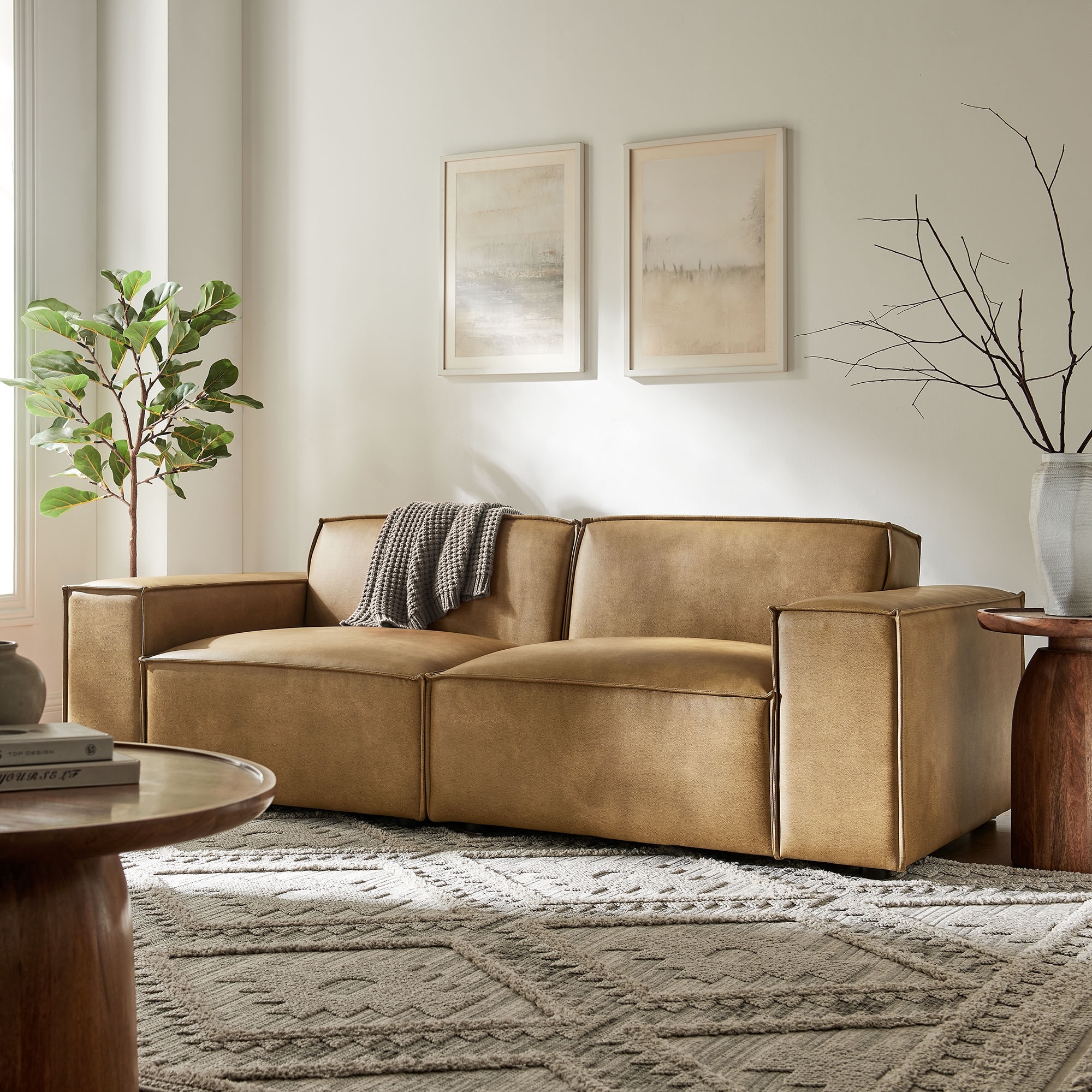 Restore 2-Piece Vegan Leather Modular Loveseat