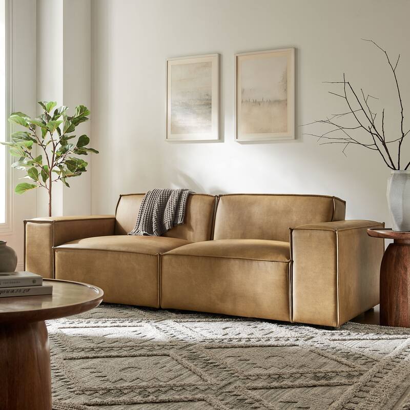 Restore 2-Piece Vegan Leather Modular Loveseat - Toast