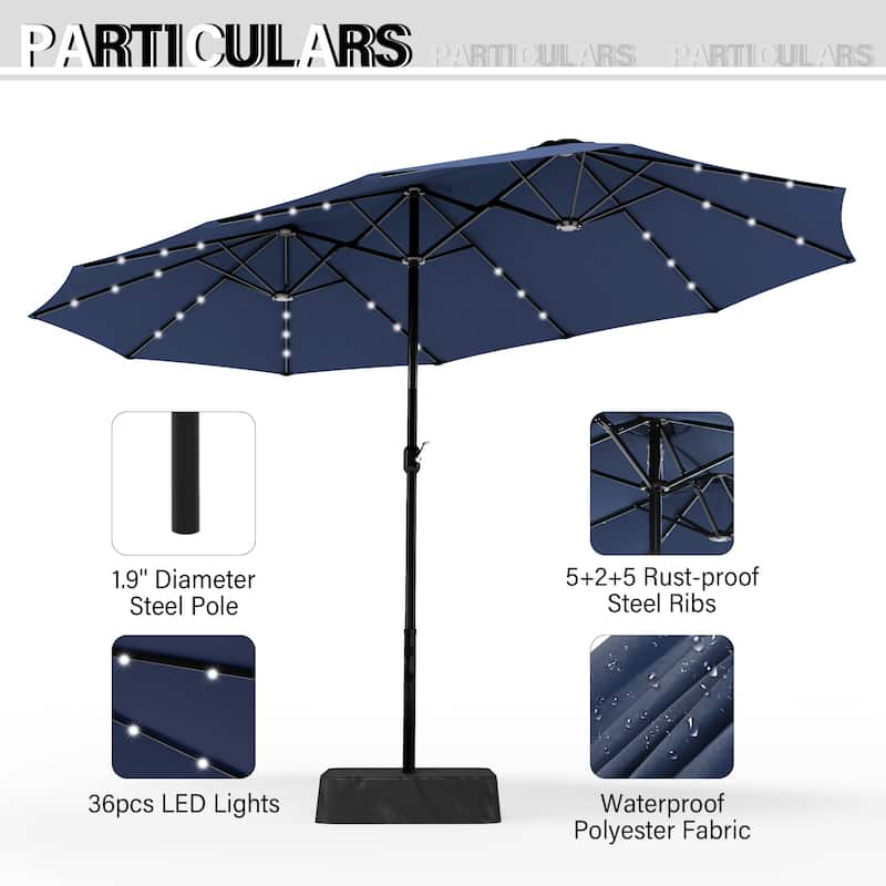15ft Patio Umbrella DoubleSided Outdoor Extra Large Crank Lift