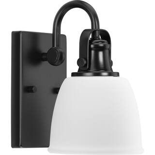 Preston Collection One-Light Coastal Matte Black Bath and Vanity Light - 5.75 in x 7.5 in x 9 in