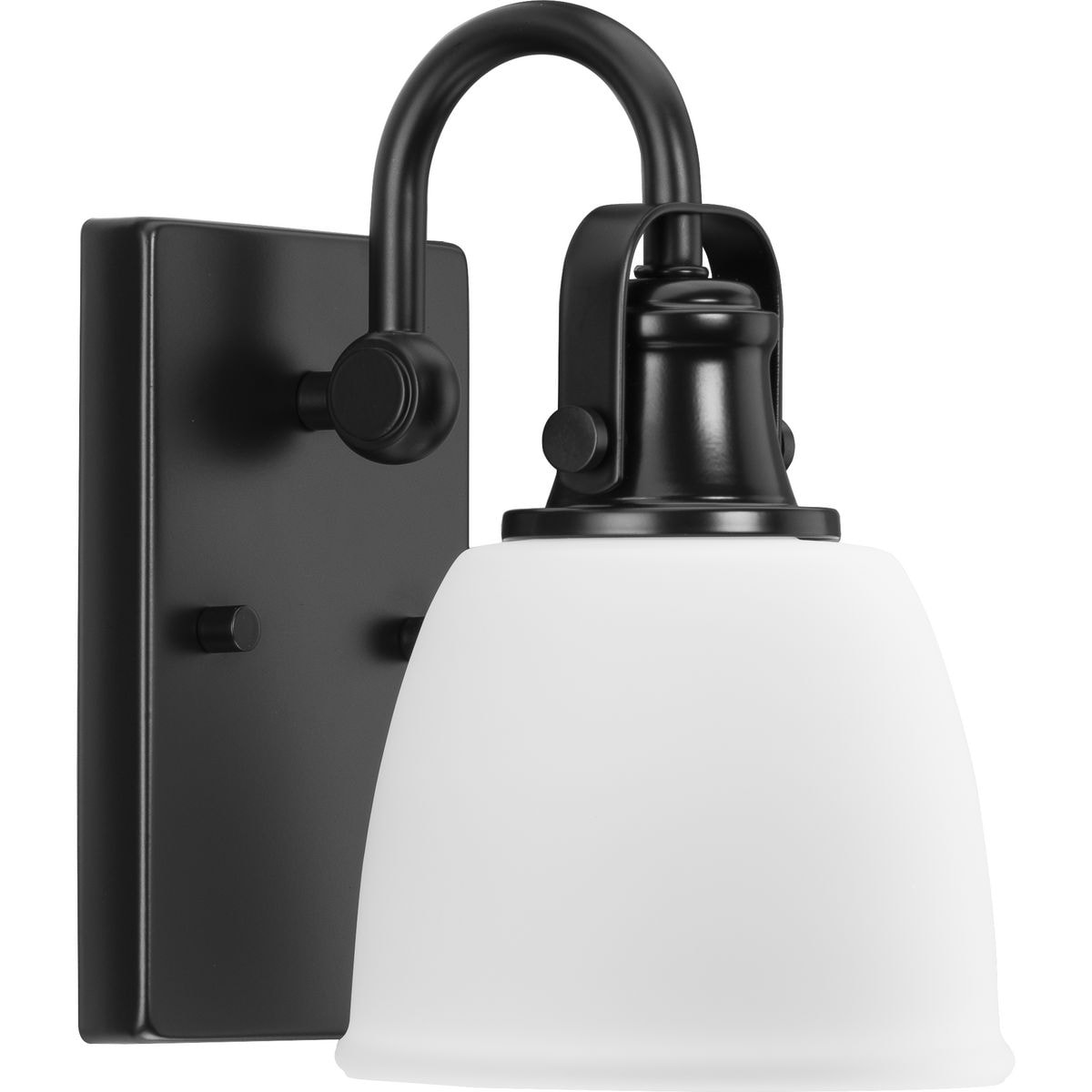 Progress Lighting Preston Collection One-Light Coastal Matte Black Bath and Vanity Light - 5.75 in x 7.5 in x 9 in