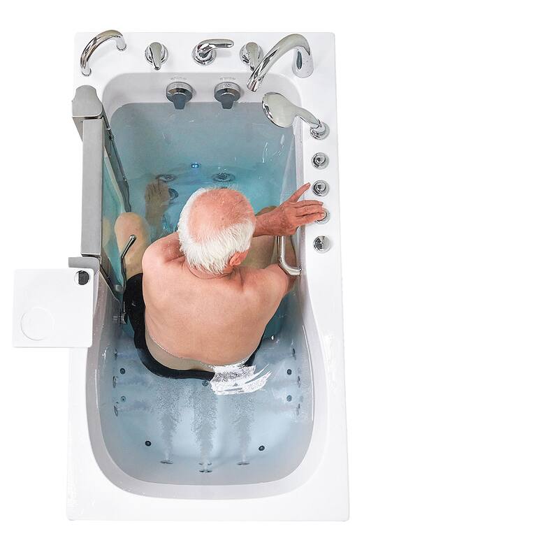 Ella Deluxe 30"x55" Acrylic Air and Hydro Massage Walk-In Bathtub, Inward Swing Door, 5 Piece Fast Fill Faucet, 2" Dual Drain