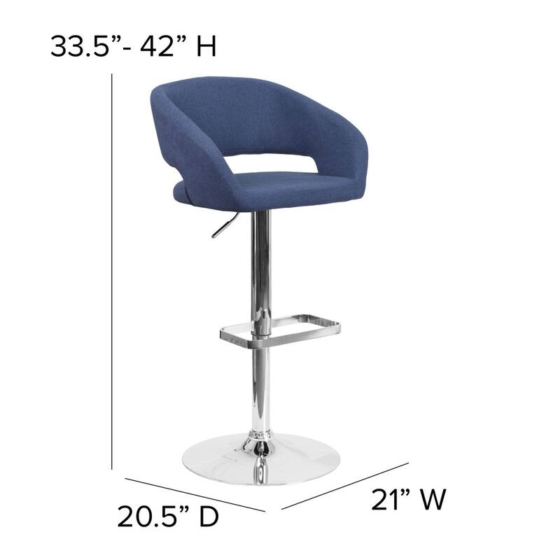 Modern Upholstered Adjustable-Height Barstool with Rounded Back