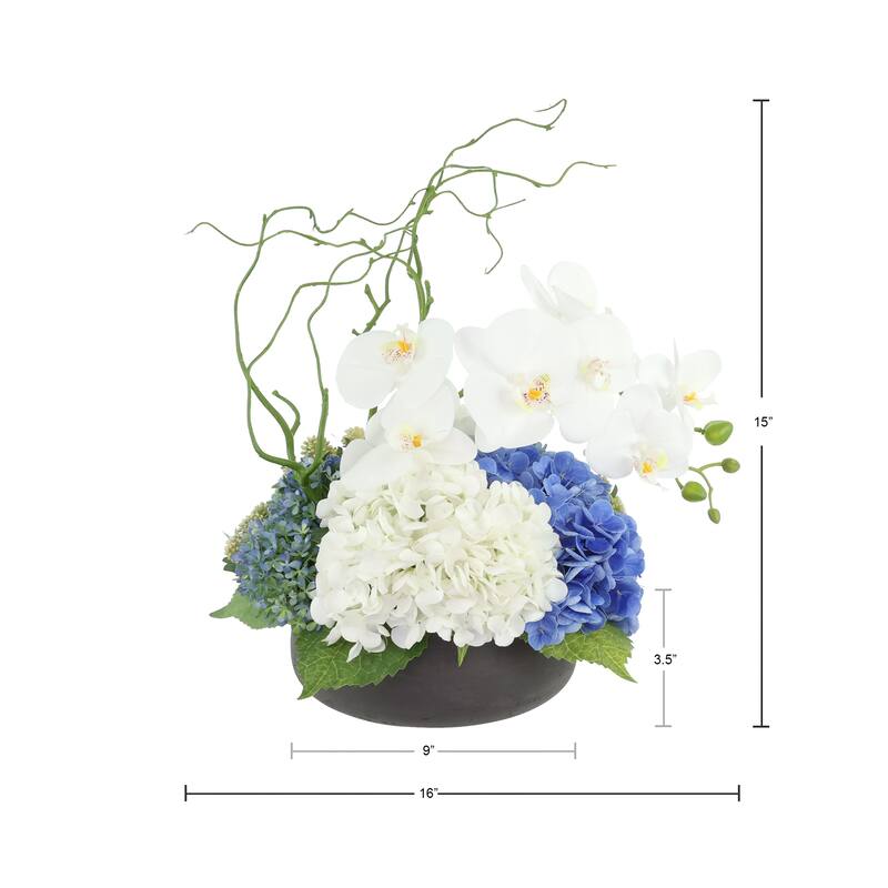 Modern Centerpiece with Orchids and Hydrangeas - 15