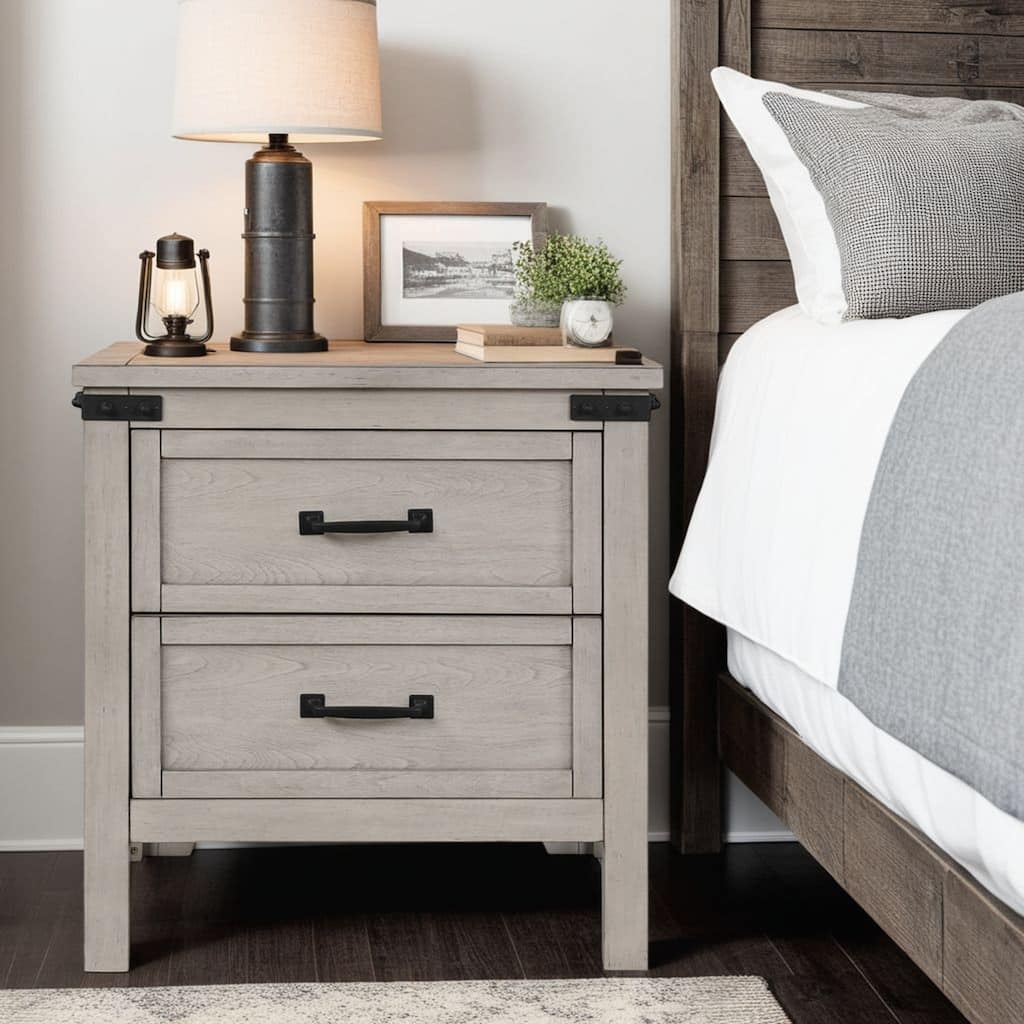 Bridgevine Home Alexandria Nightstand, Mountain Mist Finish