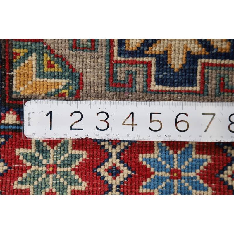 Hand Knotted Oriental 100% Wool Carpet Traditional Geometric Brown Kazak Area Rug - 3' 1'' X 2' 2''