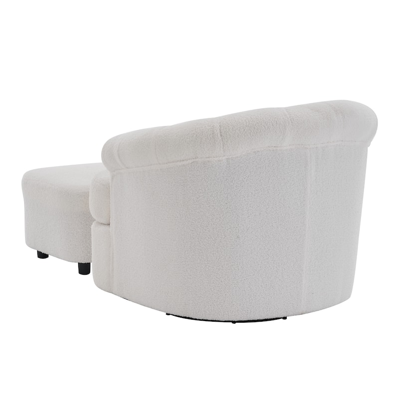 Velvet Swivel Chair with Ottoman, 360° Rotation & 300lb Capacity