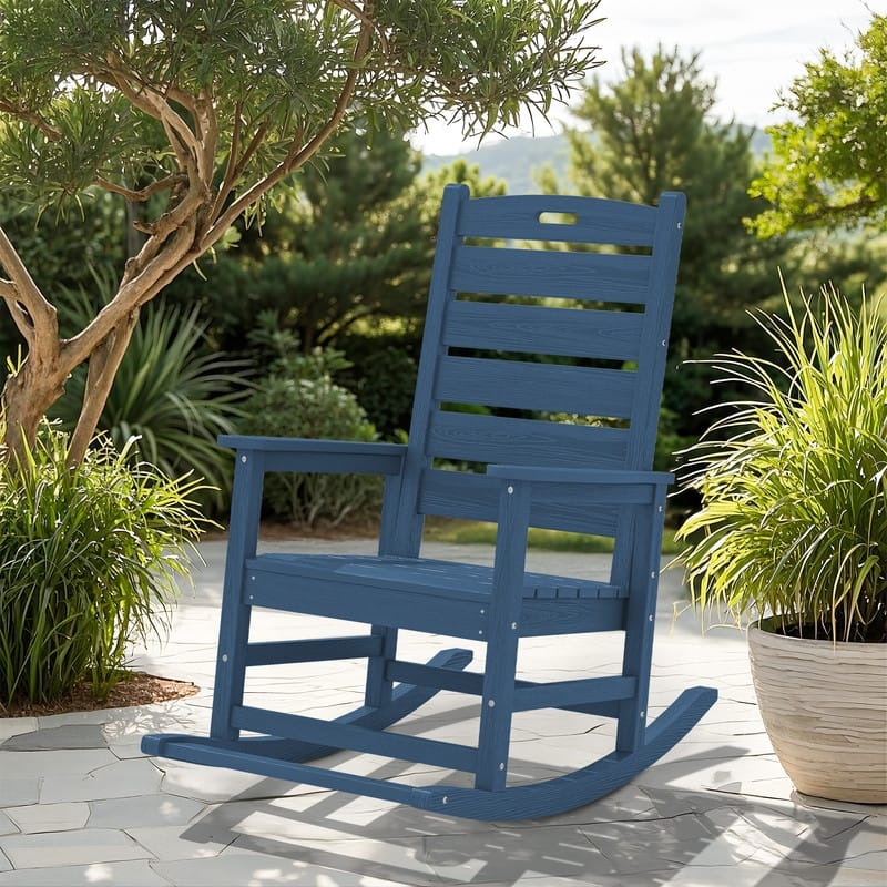 Wide Back PE Rocking Chair with Footrest – 30° Recline, Easy Assembly