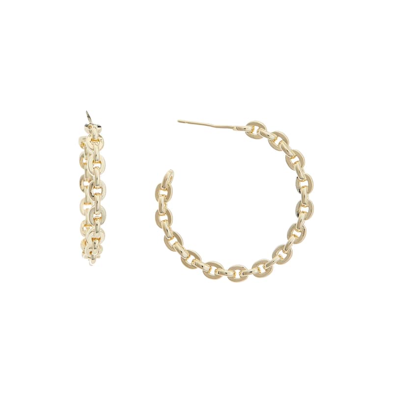 Juvell Gold Plated Brass Link Hoop Earrings - N/A