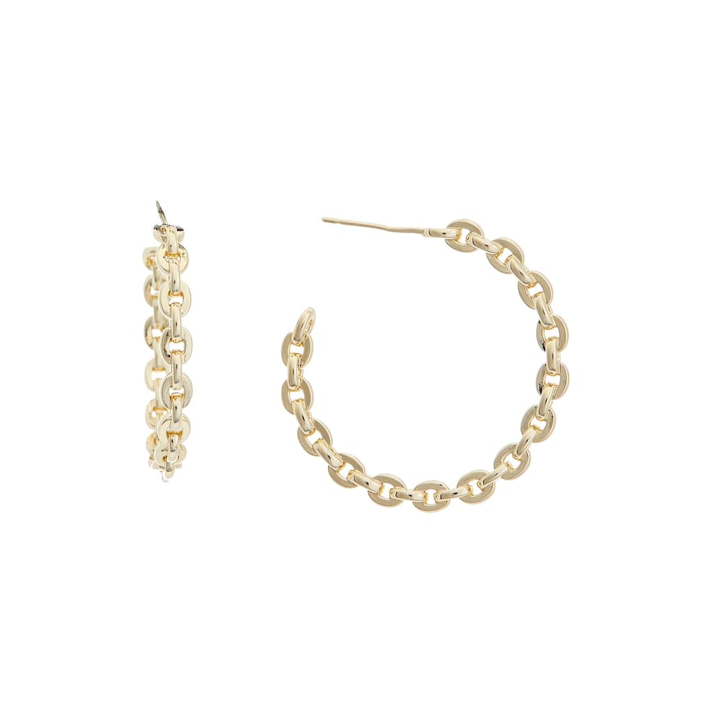 Juvell Gold Plated Brass Link Hoop Earrings - N/A