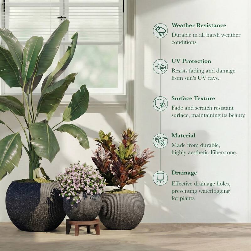 DTY Signature Mount Sherman 1-Piece Fiberstone Planter for Indoor/Outdoor