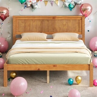 Full Platform Kids Bed Frame with Headboard, Durable Wood Slat Support, No Box Spring Needed, Easy to Assemble, Espresso