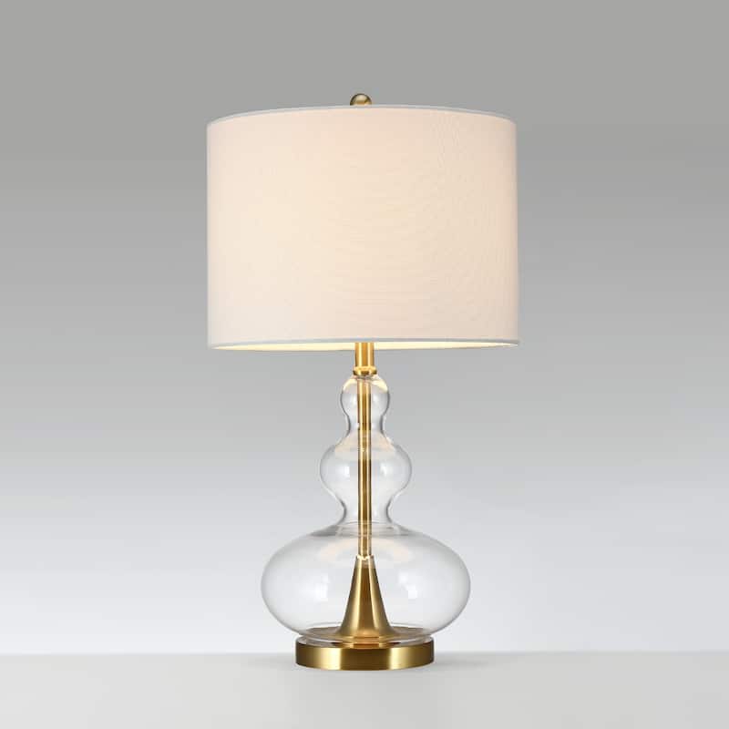 Glass Table Lamp with White Shade - 24.5 in. H - 24.5 in. H