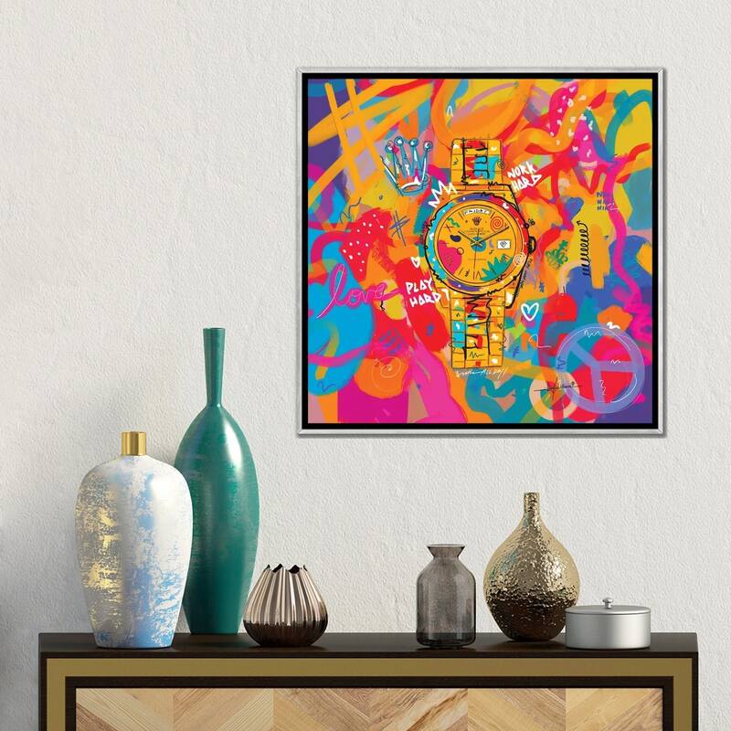 iCanvas "Rolex Friday - Hustle Hard (Square)" by NUWARHOL Framed