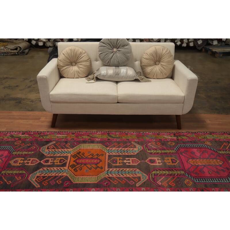 Hand Knotted Oriental 100% Wool Carpet Traditional Tribal Greys & Charcoal Ardebil Runner Rug - 10' 8'' X 3' 7''
