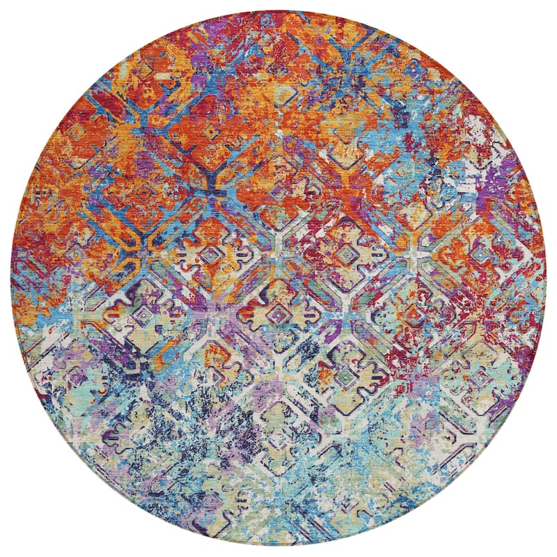 HomeRoots Geometric Transitional Rectangle Outdoor Rug