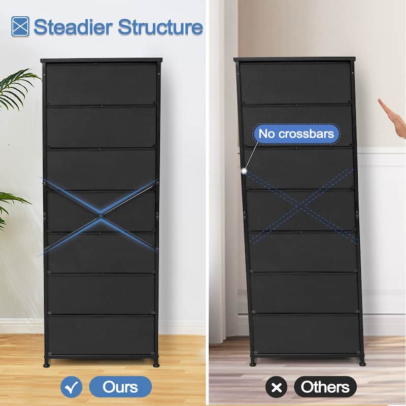 Slim Tall Vertical 7-Drawer Chest Dresser Closet Storage Organizer Unit for Bedroom
