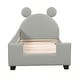 preview thumbnail 6 of 7, Twin Size LIGHT GREY Leather Upholstered Daybed w/ Ears Shaped Headboard Platform Bed Frame for Living Room Bed Room