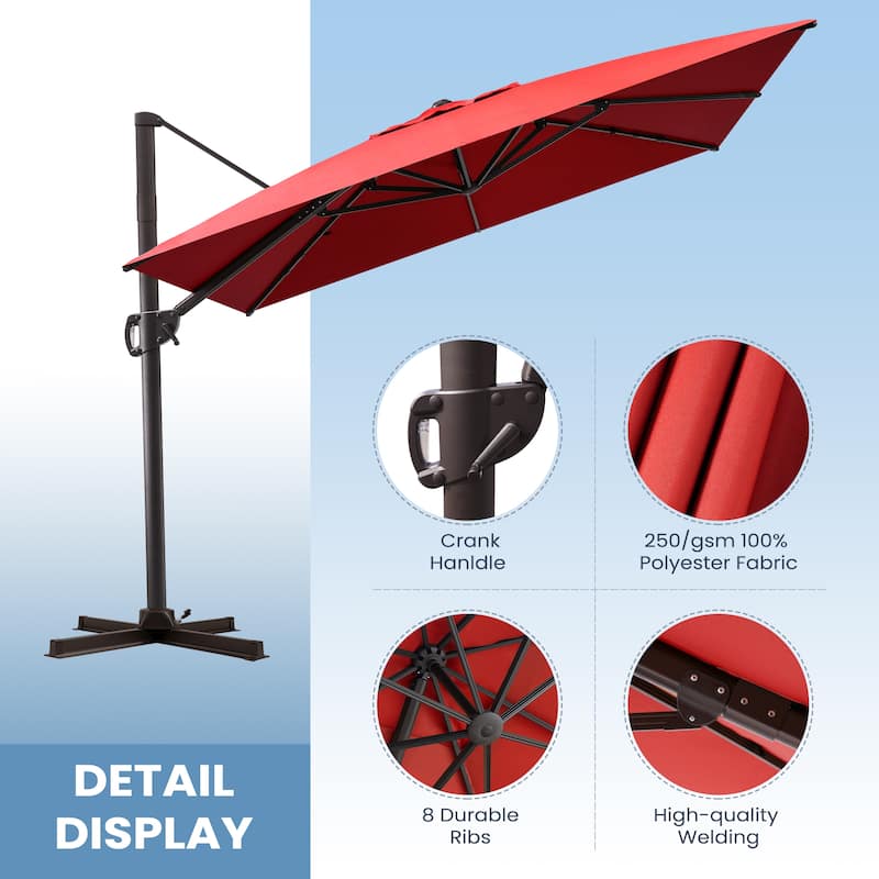 Crestlive Products 11 x 9 FT Outdoor Patio Offset Cantilever Umbrella