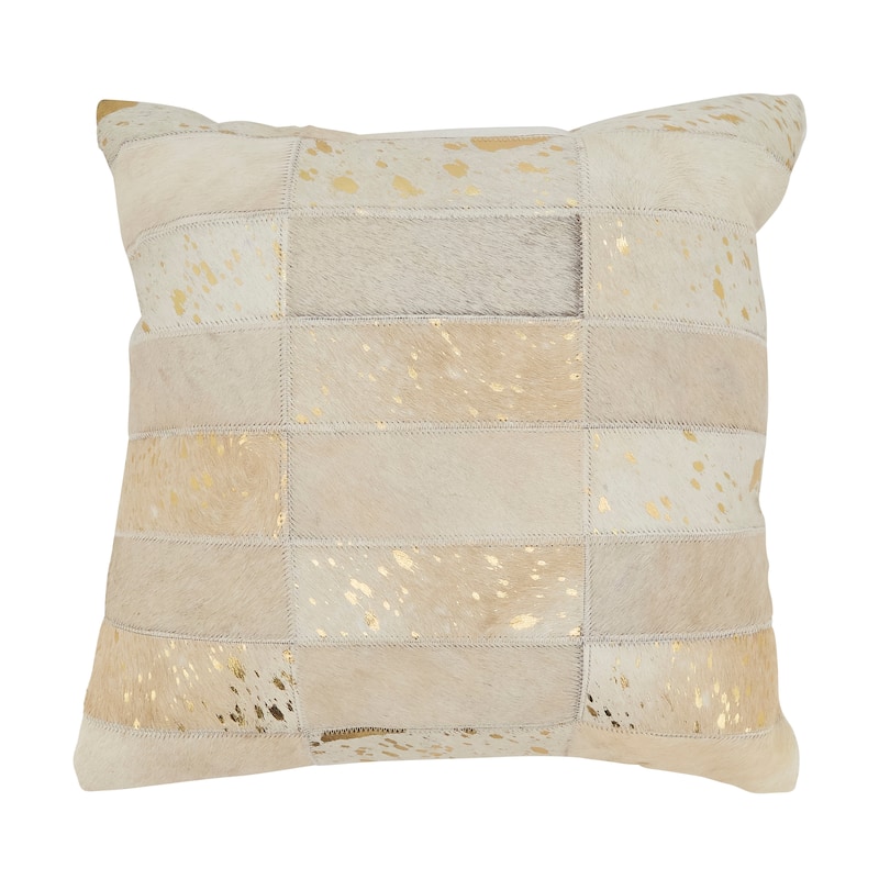 Chic Hair On Leather Throw Pillow - Feather Down - 16"x16"