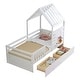 preview thumbnail 7 of 38, Twin Size House Bed with 2 Storage Drawers and Guardrails, Kids Playhouse Bed Daybed with Roof and Window Design