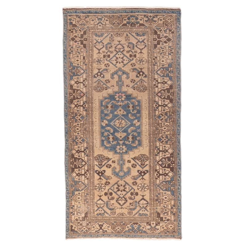 ECARPETGALLERY Hand-knotted Antalya Vintage Beige Wool Rug - 3'2 x 6'6