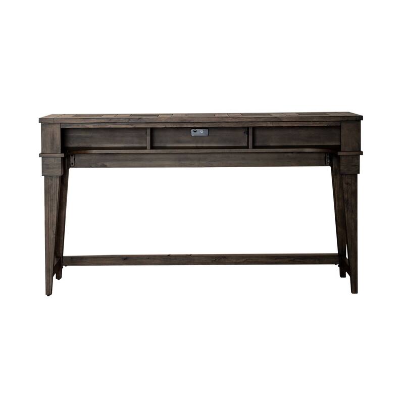 Arrowcreek Weathered Stone Console Bar Table- Charging Station, Reclaimed Wood & Stone - Brown - Slate/Reclaimed Wood