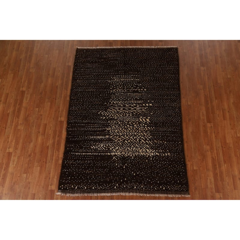 Hand Knotted Oriental 100% Wool Carpet Tribal Tribal Brown Moroccan Area Rug - 7' 11'' X 5' 8''